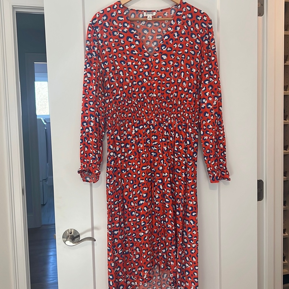 Grace Atwood x Amazon The Drop orange and blue animal print dress. size XXL